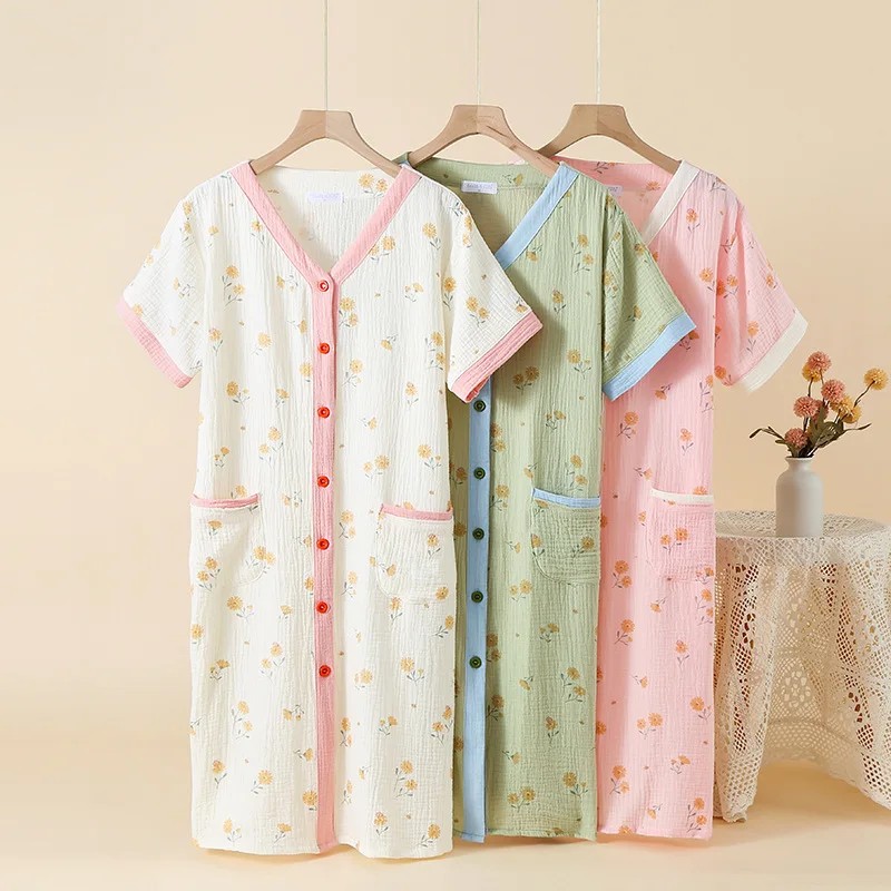   Nightie      Ʈ ª Ҹ Nightdress 100% Cotton Pajama Dress